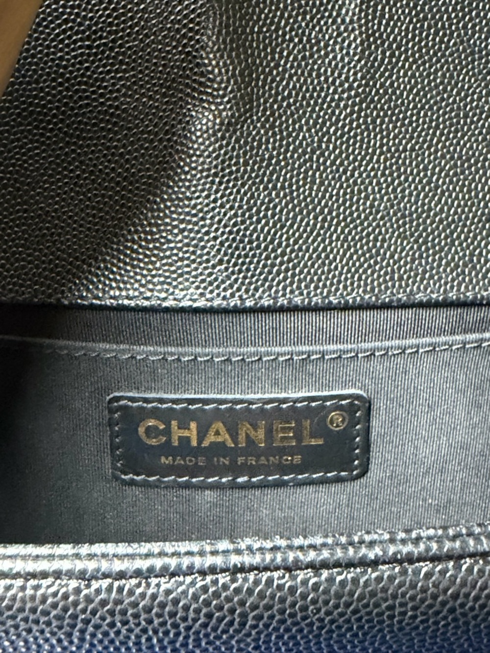 Authentic Chanel Boy Quilted Bag, Black Caviar Leather with Gold Hardware - Picture 10 of 16